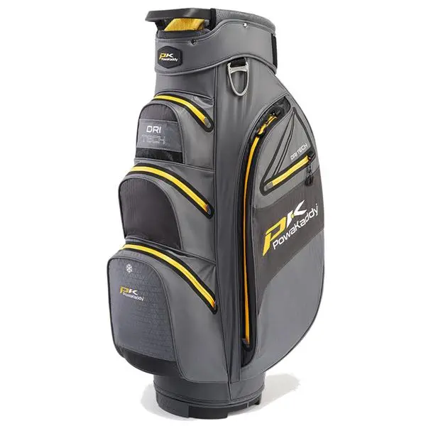 PowaKaddy Dri-Tech Cart Bag Gunmetal Yellow 22 1 PowaKaddy Dri-Tech Cart Bag Gunmetal Yellow 22