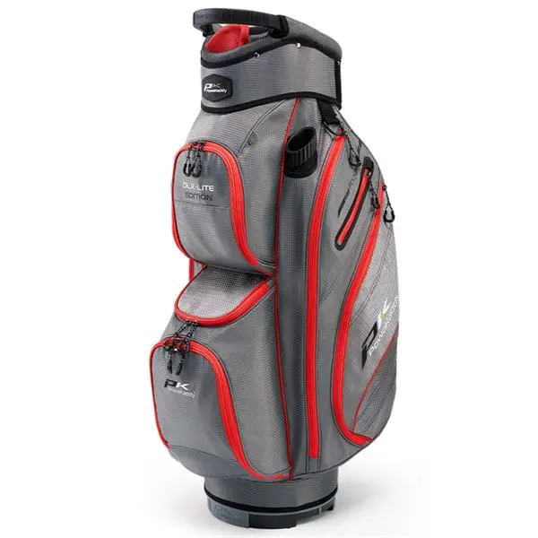 Powakaddy DLX-Lite Cart Bag Gunmetal Red 1 Powakaddy DLX-Lite Cart Bag Gunmetal Red
