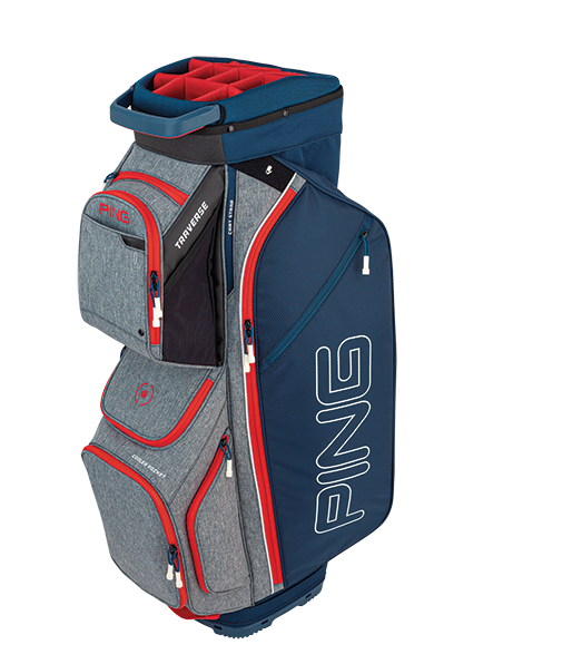 Ping Traverse 2020 Cart Bag Heather Grey/Navy/Scarlet 2 Ping Traverse 2020 Cart Bag Heather Grey/Navy/Scarlet - Image 2